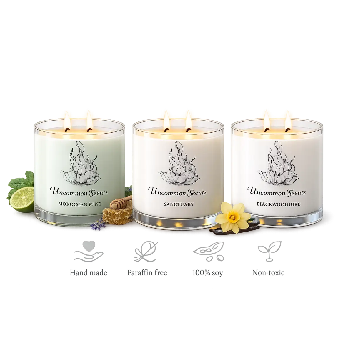 Valentine’s Collection - For Him: Moroccan Mint Blackwood Fire & Sanctuary 9oz Candles - Candle
