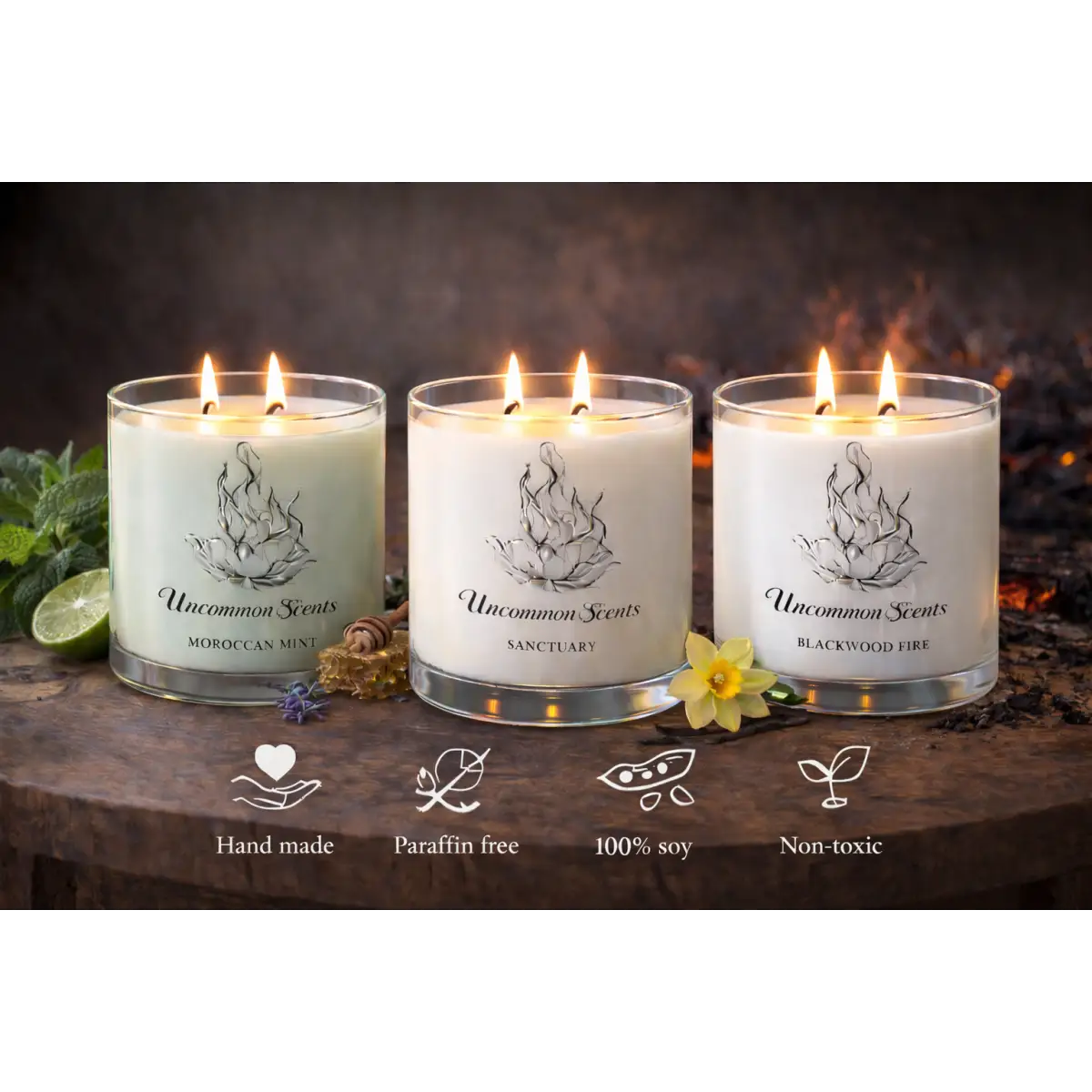 Valentine’s Collection - For Him: Moroccan Mint Blackwood Fire & Sanctuary 9oz Candles - Candle